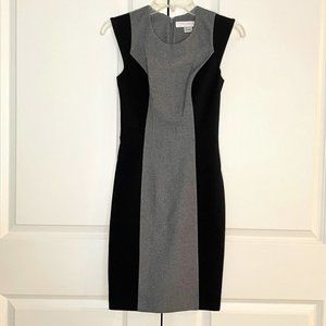 French Connection Classic Women's Sleeveless Sheath Dress (Size 0, Grey/Black)